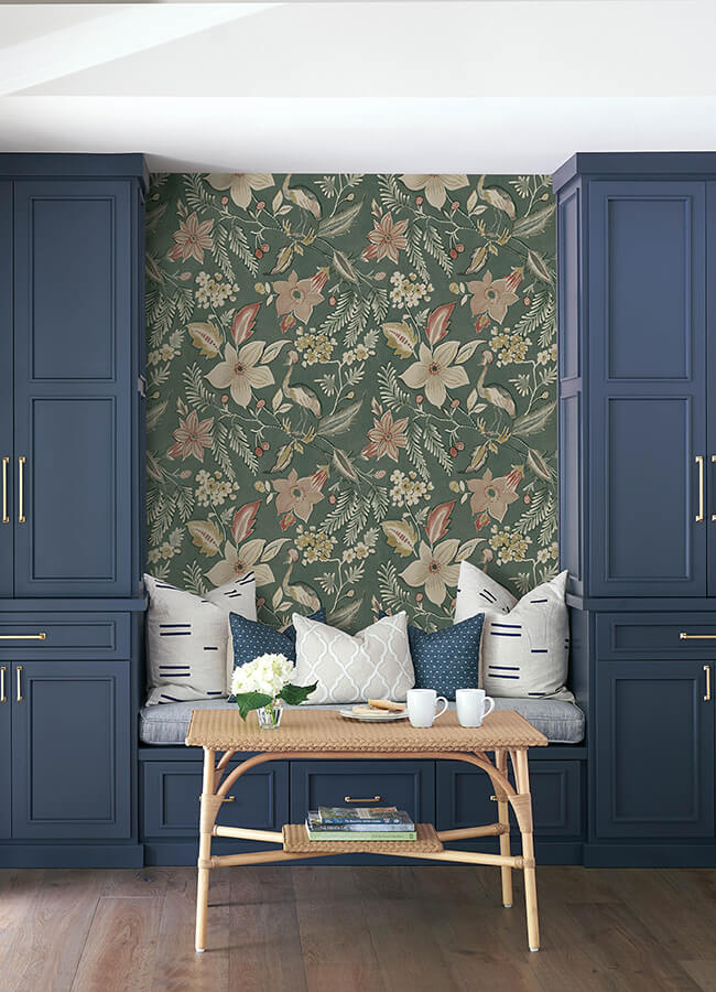 crestwood-sea-green-crowned-crane-wallpaper-york-wallcoverings-4034-26792 - York Wallpaper Wallpaper