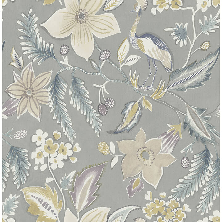 crestwood-grey-crowned-crane-wallpaper-york-wallcoverings-4034-26793 - York Wallcoverings Wallpaper
