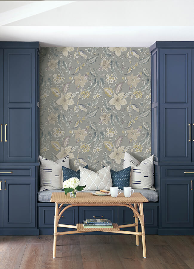 crestwood-grey-crowned-crane-wallpaper-york-wallcoverings-4034-26793 - York Wallcoverings Wallpaper