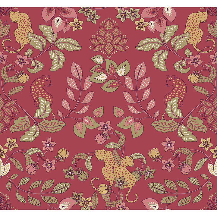 getty-raspberry-jungle-damask-wallpaper-york-wallcoverings-4034-72130 - York Wallcoverings Wallpaper
