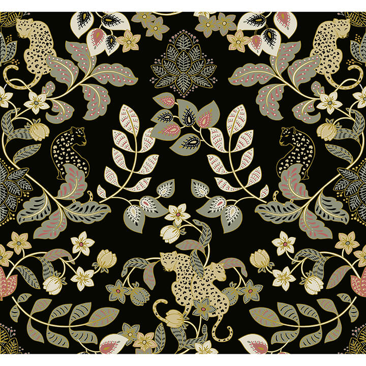 getty-black-jungle-damask-wallpaper-york-wallcoverings-4034-72131 - York Wallcoverings Wallpaper
