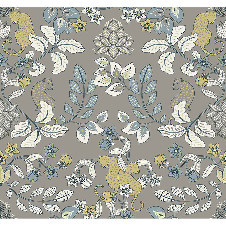 getty-grey-jungle-damask-wallpaper-york-wallcoverings-4034-72134 - York Wallcoverings Wallpaper