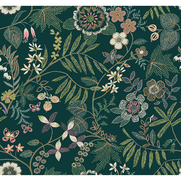 marilyn-green-floral-trail-wallpaper-york-wallcoverings-4034-72139 - York Wallpaper Wallpaper
