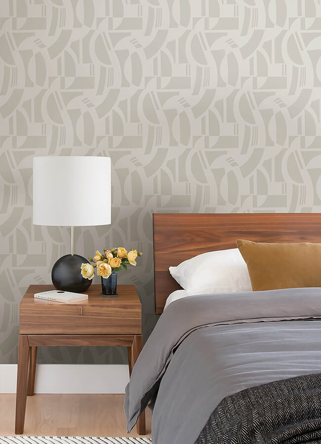 carter-cream-geometric-flock-wallpaper-york-wallcoverings-4034-87384 - York Wallcoverings Wallpaper