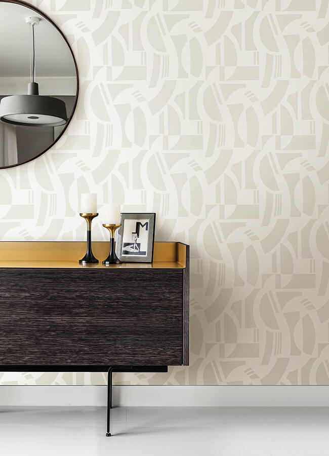 carter-cream-geometric-flock-wallpaper-york-wallcoverings-4034-87384 - York Wallcoverings Wallpaper