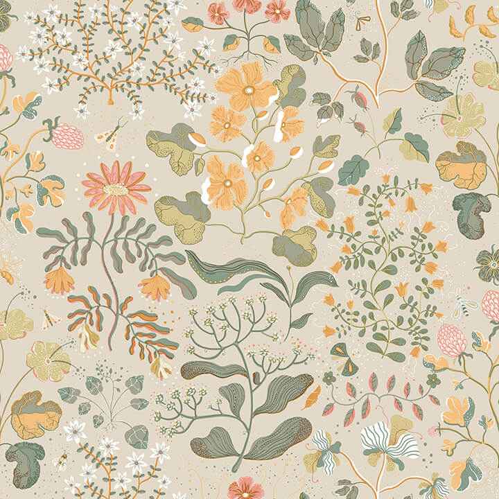 Groh Apricot Floral Wallpaper - York Wallcoverings - 4143-22003 - York Wallcoverings Papel pintado