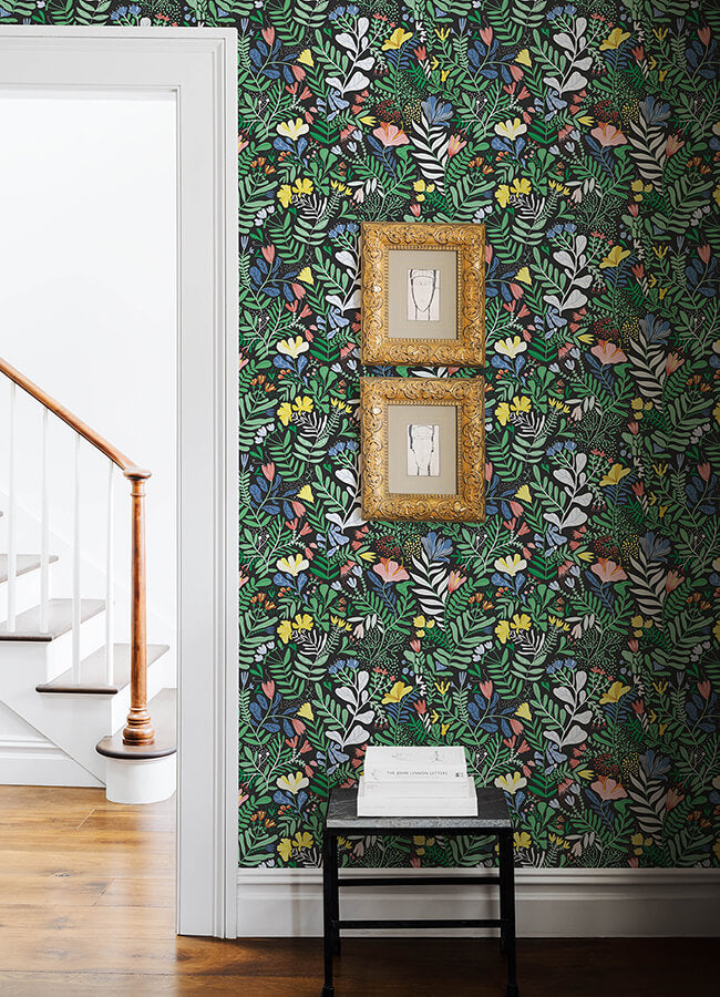 brittsommar-black-woodland-floral-wallpaper-york-wallcoverings-4143-22006 - York Wallcoverings Wallpaper