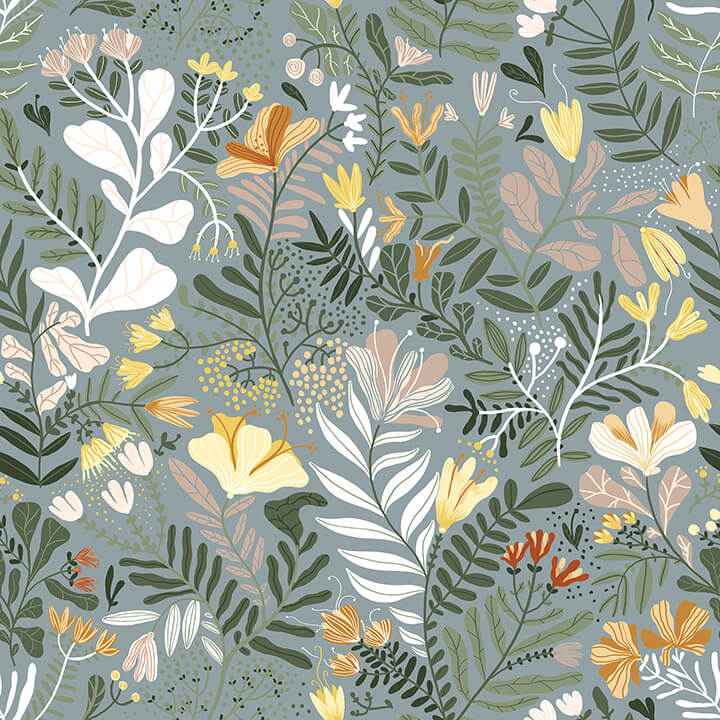 Brittsommar Slate Woodland Floral Wallpaper - York Wallcoverings - 4143-22008 - York Wallcoverings Wallpaper
