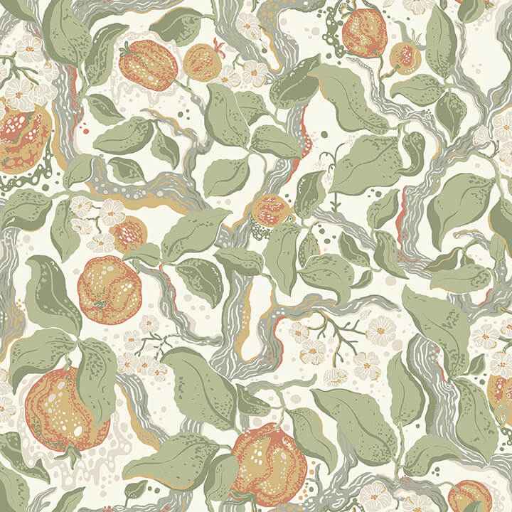 Kort Green Fruit and Floral Wallpaper - York Wallcoverings - 4143-22026