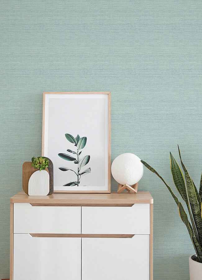 Agave Aqua Faux Grasscloth Wallpaper - York Wallcoverings - 4143-24282 - York Wallcoverings Wallpaper