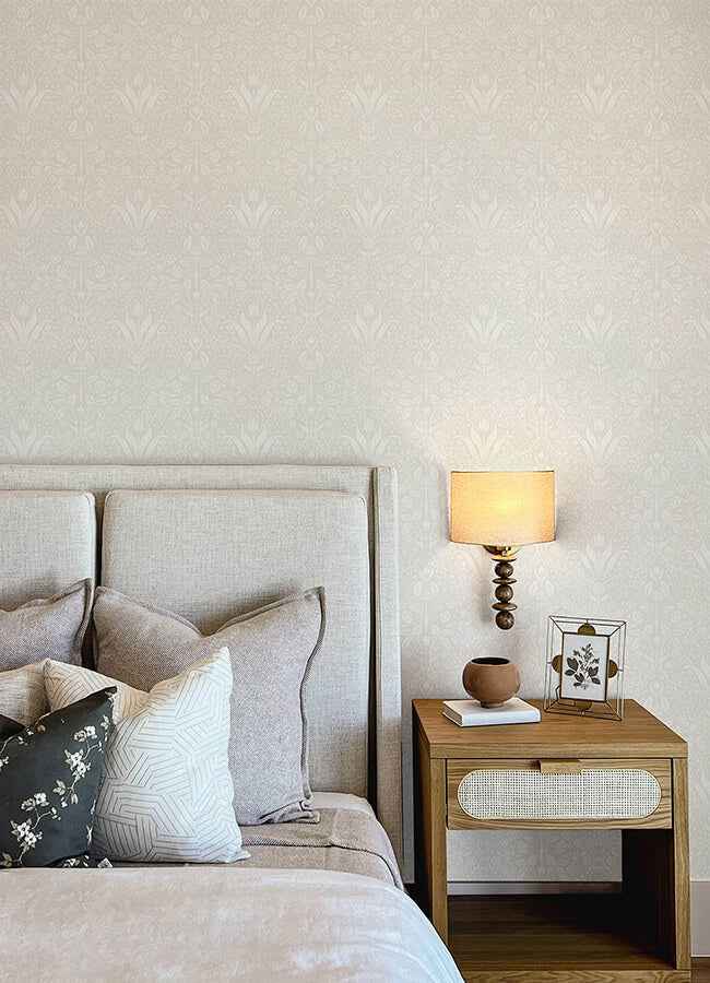 Mara Light Grey Tulip Ogee Wallpaper - York Wallcoverings - 4143-34007 - York Wallcoverings Wallpaper