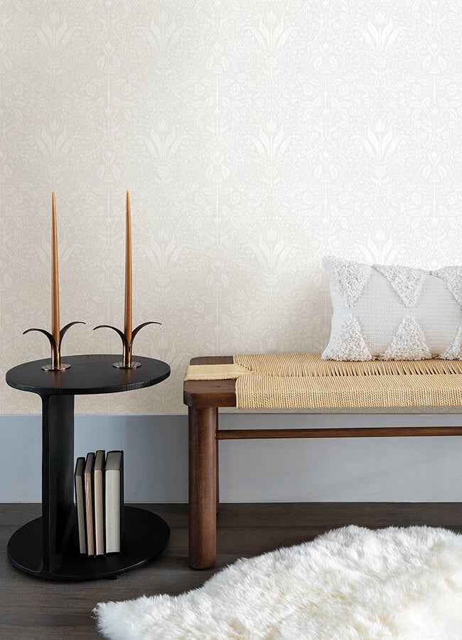 Mara Light Grey Tulip Ogee Wallpaper - York Wallcoverings - 4143-34007 - York Wallcoverings Wallpaper