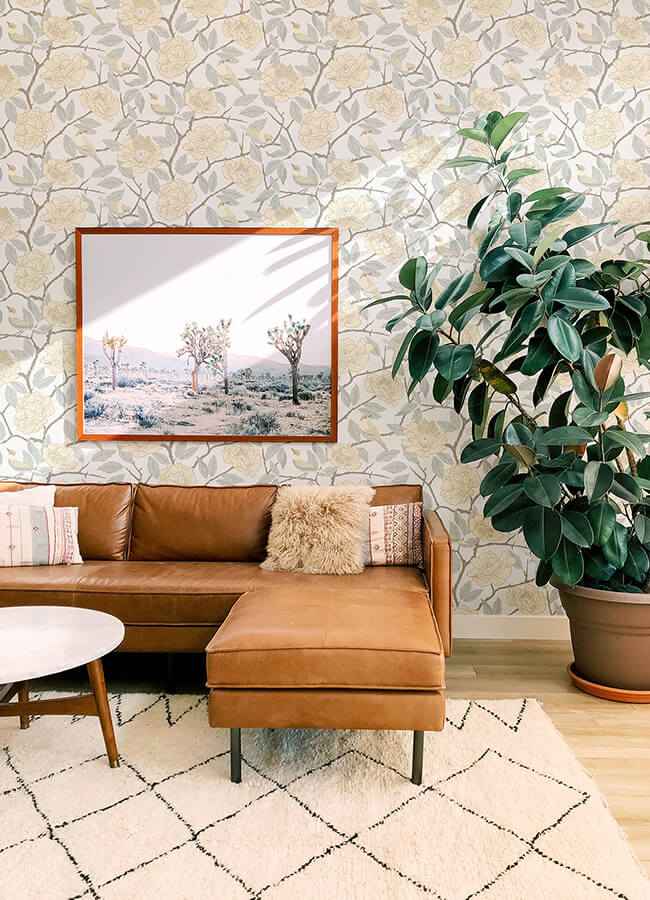 Bernadina Light Yellow Rosebush Wallpaper - York Wallcoverings - 4143-34022 - York Wallcoverings Wallpaper