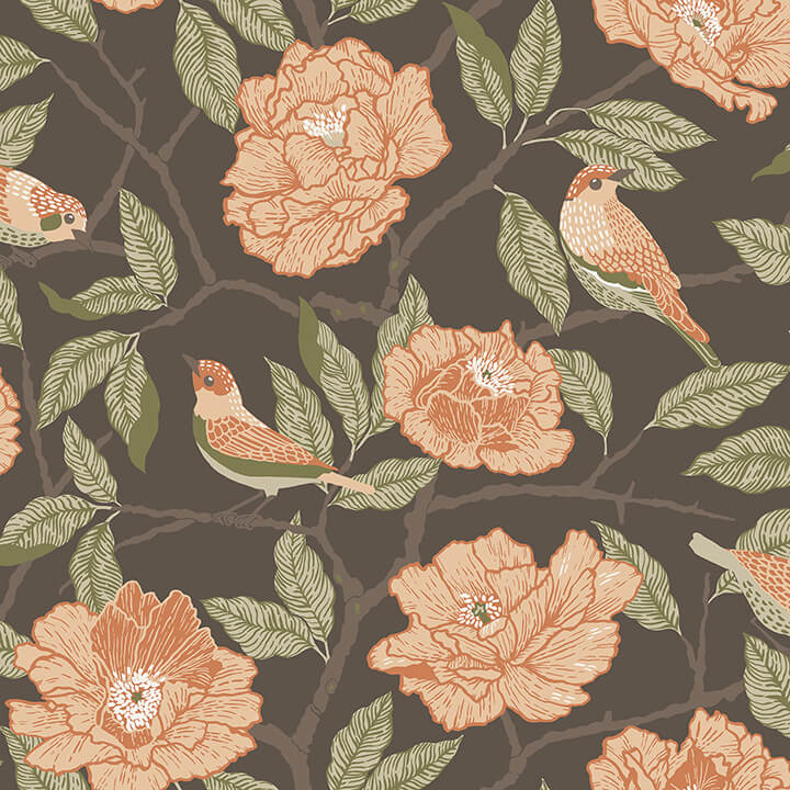 bernadina-black-rosebush-wallpaper-york-wallcoverings-4143-34026 - York Wallcoverings Wallpaper