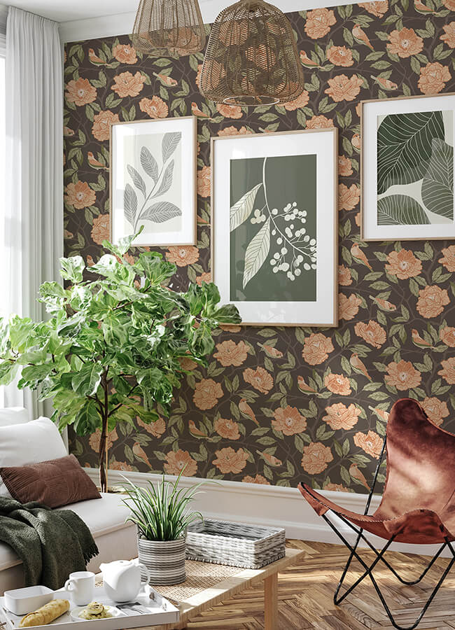 bernadina-black-rosebush-wallpaper-york-wallcoverings-4143-34026 - York Wallcoverings Wallpaper