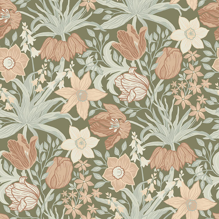 cecilia-moss-tulip-and-daffodil-wallpaper-york-wallcoverings-4143-34029 - York Wallcoverings Wallpaper