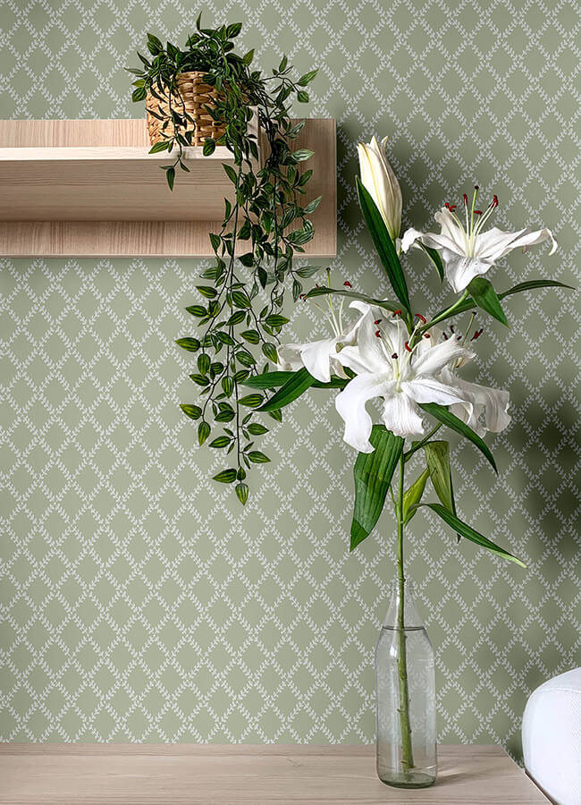 trevor-moss-leaf-trellis-wallpaper-york-wallcoverings-4143-34037 - York Wallcoverings Papel pintado