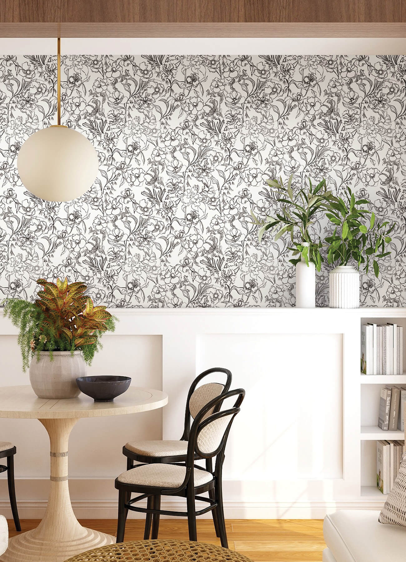grey-may-bloom-peel-and-stick-wallpaper-york-wallcoverings-bds6082 - York Wallcoverings Wallpaper