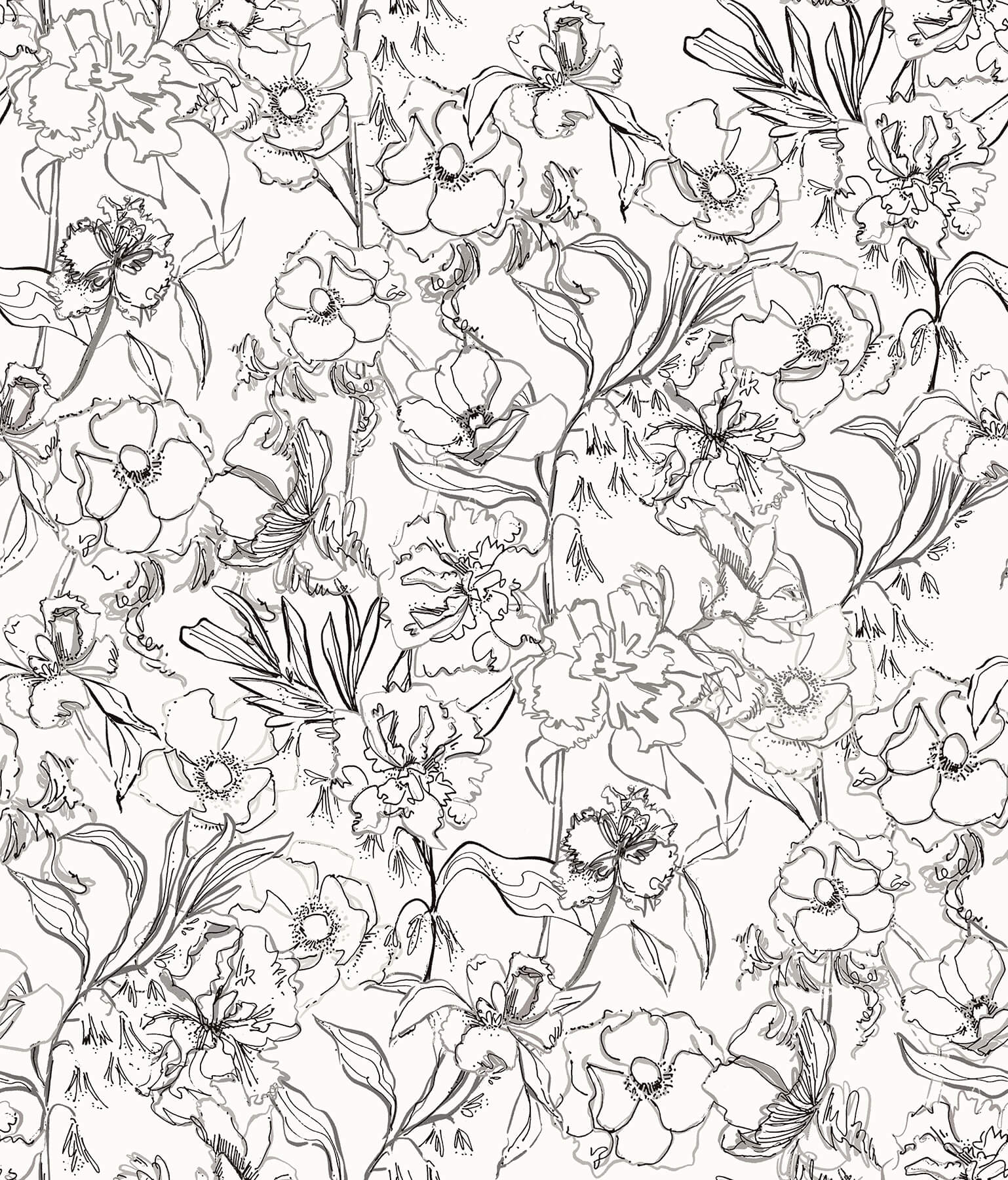 grey-may-bloom-peel-and-stick-wallpaper-york-wallcoverings-bds6082 - York Wallcoverings Wallpaper