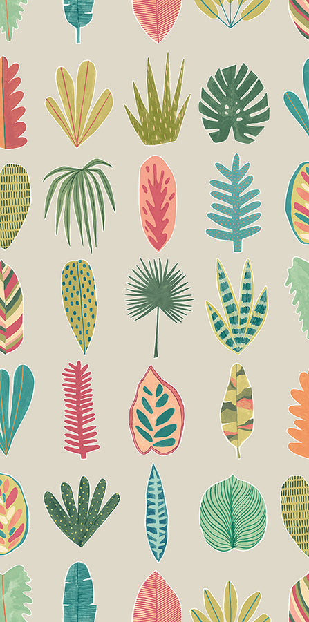 leaf-boogie-neutral-tropical-mix-wallpaper-york-wallcoverings-ghs50108w - York Wallcoverings Wallpaper
