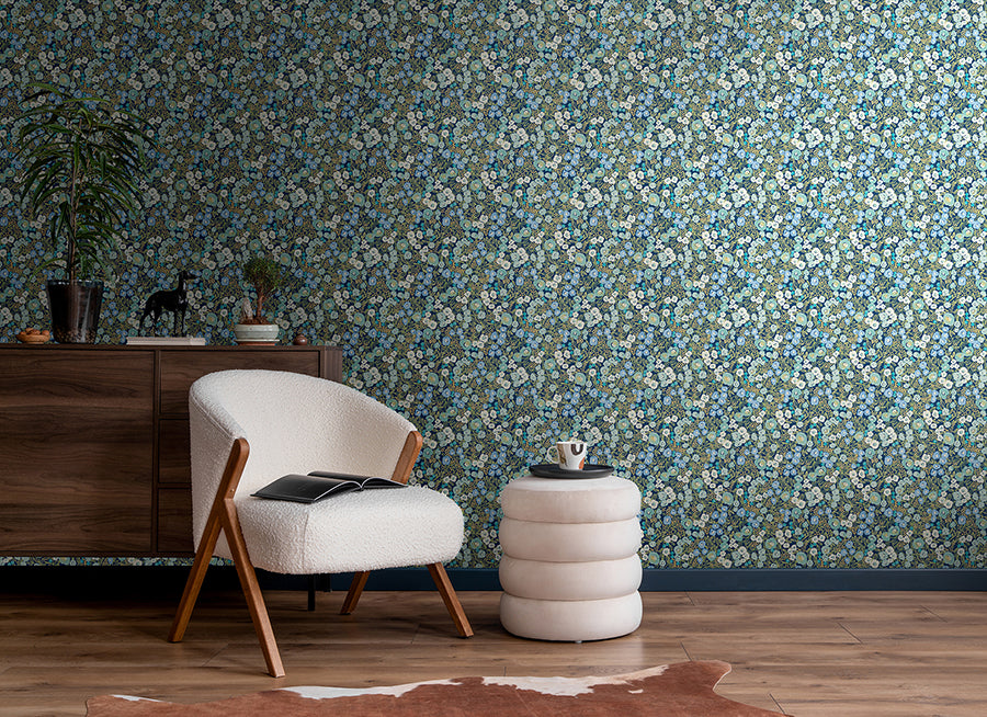 flora-ditsy-blue-garden-wallpaper-york-wallcoverings-ghs50111w - York Wallcoverings Wallpaper