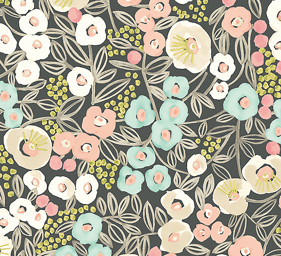 flora-peach-garden-wallpaper-york-wallcoverings-ghs50121w - York Wallcoverings Wallpaper