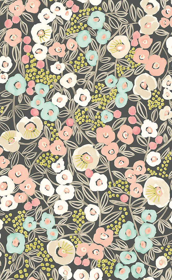 flora-peach-garden-wallpaper-york-wallcoverings-ghs50121w - York Wallcoverings Wallpaper