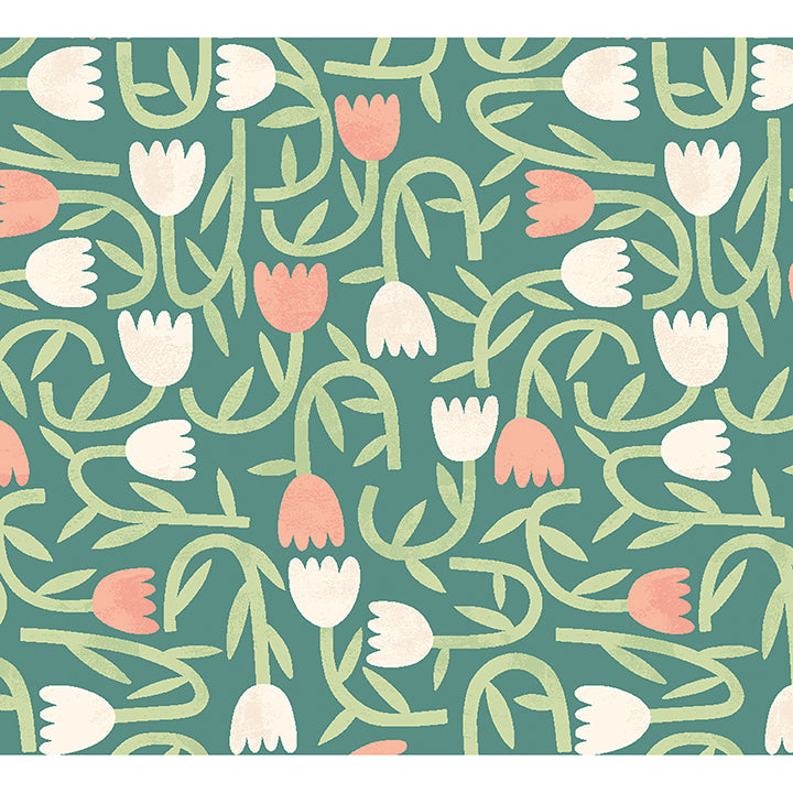 aino-green-tiny-tulip-wallpaper-york-wallcoverings-ghs50138w - York Wallcoverings Wallpaper