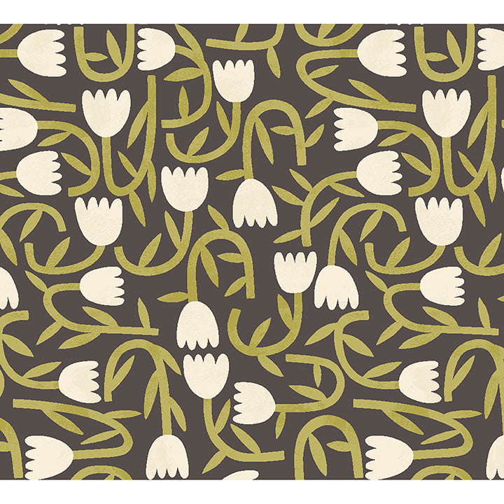 aino-black-tiny-tulip-wallpaper-york-wallcoverings-ghs50140w - York Wallcoverings Wallpaper