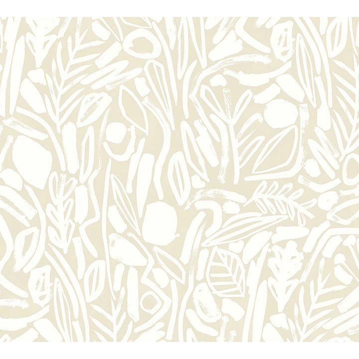 verdure-neutral-painted-botanical-wallpaper-york-wallcoverings-ghs50141w - York Wallcoverings Wallpaper