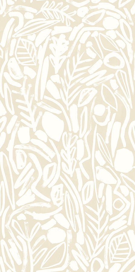 verdure-neutral-painted-botanical-wallpaper-york-wallcoverings-ghs50141w - York Wallcoverings Wallpaper