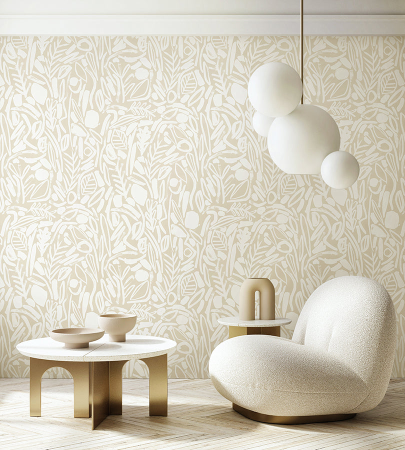 verdure-neutral-painted-botanical-wallpaper-york-wallcoverings-ghs50141w - York Wallcoverings Wallpaper