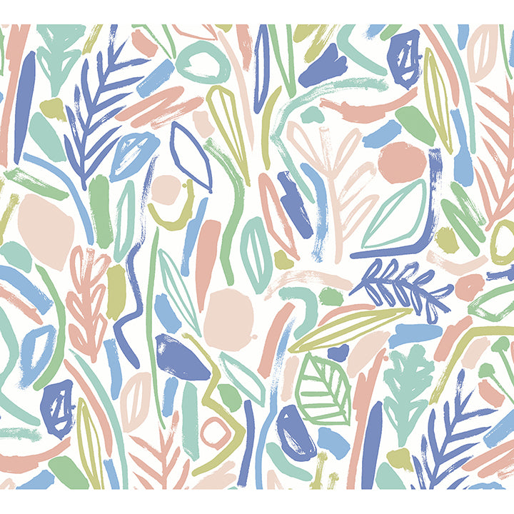 verdure-pastel-painted-botanical-wallpaper-york-wallcoverings-ghs50145w - York Wallcoverings Wallpaper