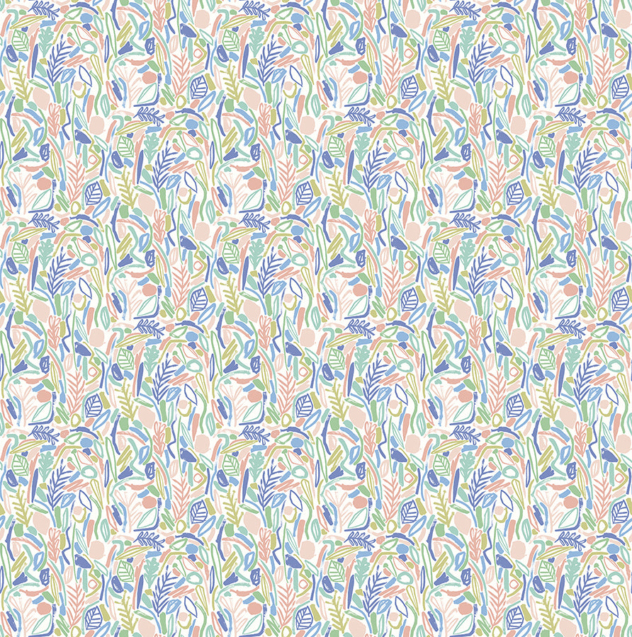 verdure-pastel-painted-botanical-wallpaper-york-wallcoverings-ghs50145w - York Wallcoverings Wallpaper