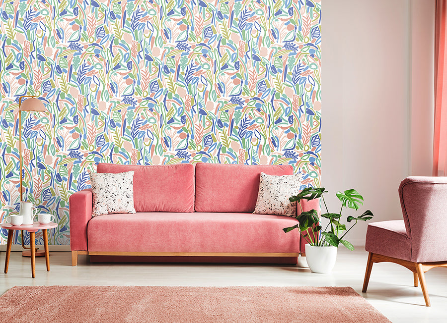 verdure-pastel-painted-botanical-wallpaper-york-wallcoverings-ghs50145w - York Wallcoverings Wallpaper