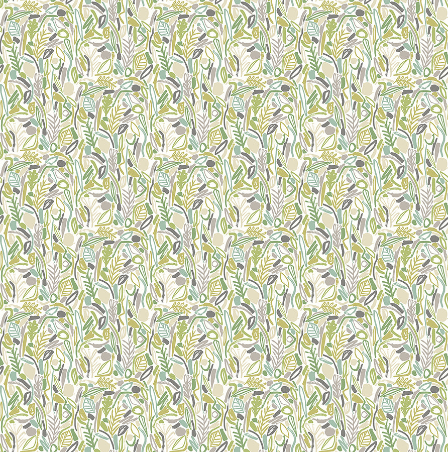 verdure-lime-painted-botanical-wallpaper-york-wallcoverings-ghs50146w - York Wallcoverings Wallpaper