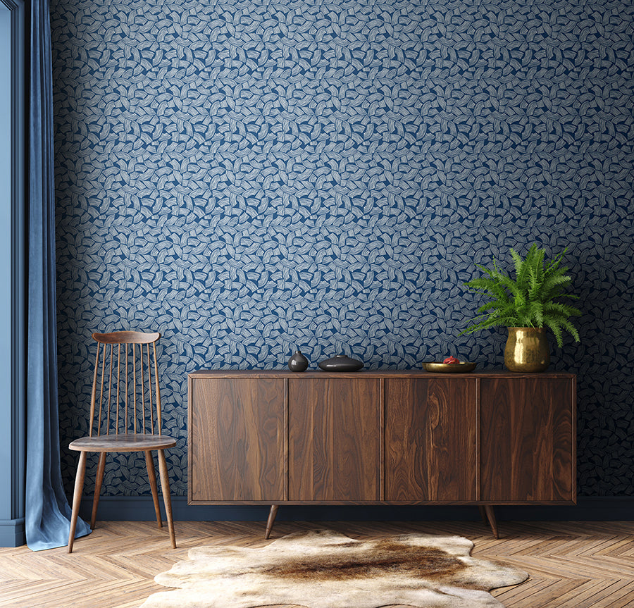 elements-indigo-scribbled-arches-wallpaper-york-wallcoverings-ghs50164w - York Wallcoverings Wallpaper