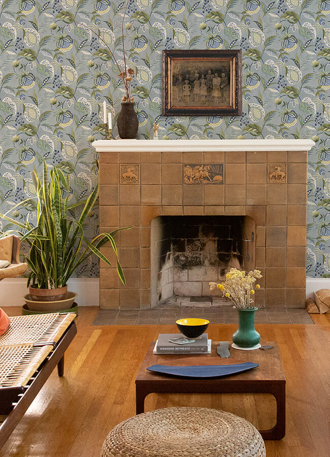 bohemian-blue-jacobean-wallpaper-york-wallcoverings-3125-72300 - York Wallcoverings Papel pintado
