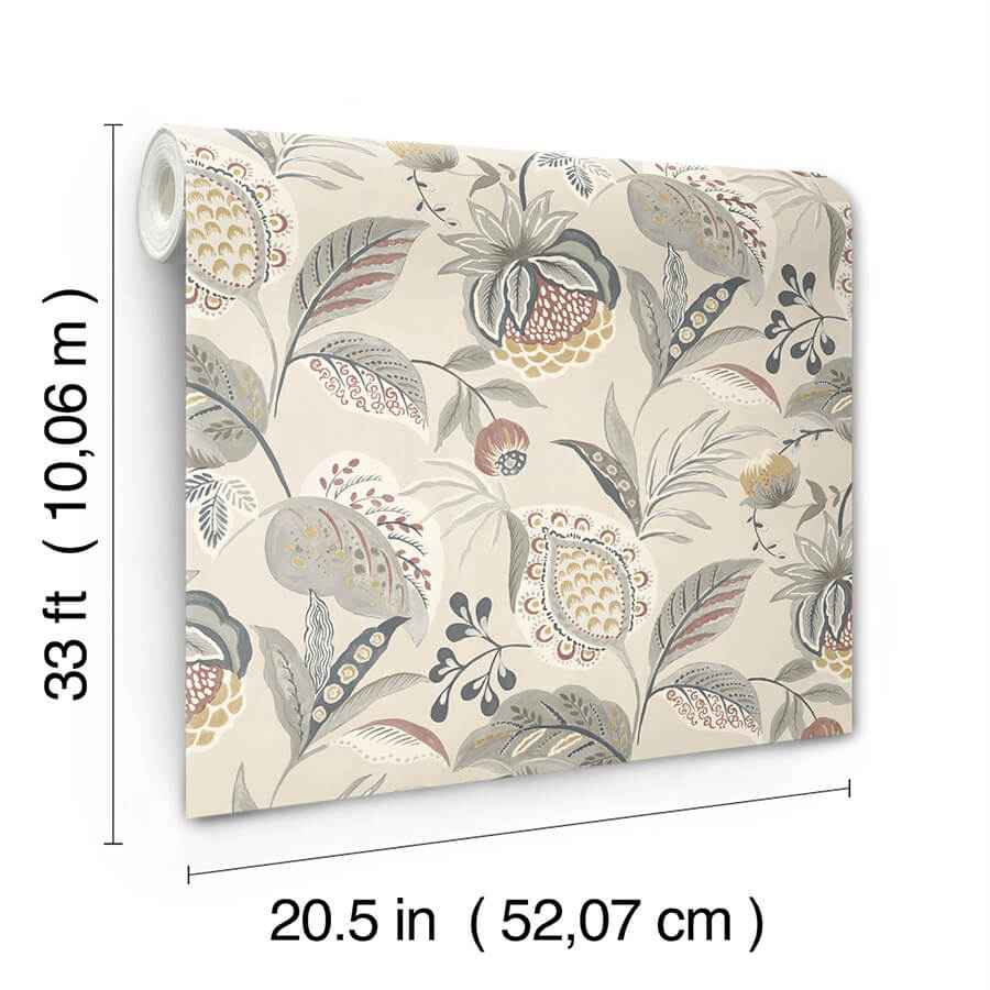 Bohemian Grey Jacobean Wallpaper - York Wallcoverings - 3125-72304 - York Wallcoverings Wallpaper