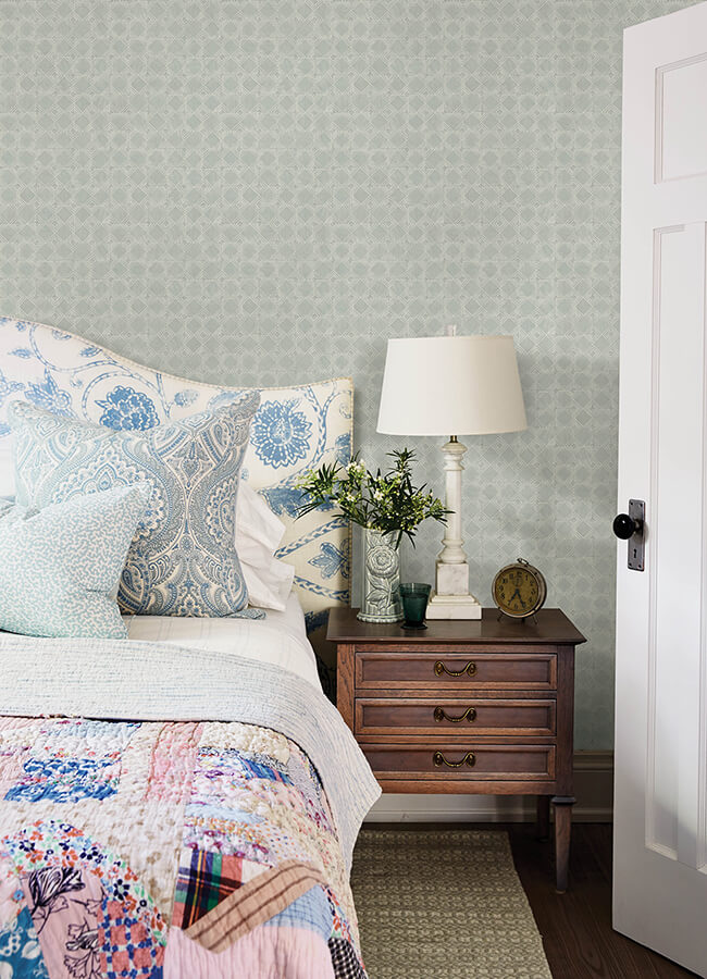 button-block-aqua-geometric-wallpaper-york-wallcoverings-3125-72308 - York Wallcoverings Papel pintado