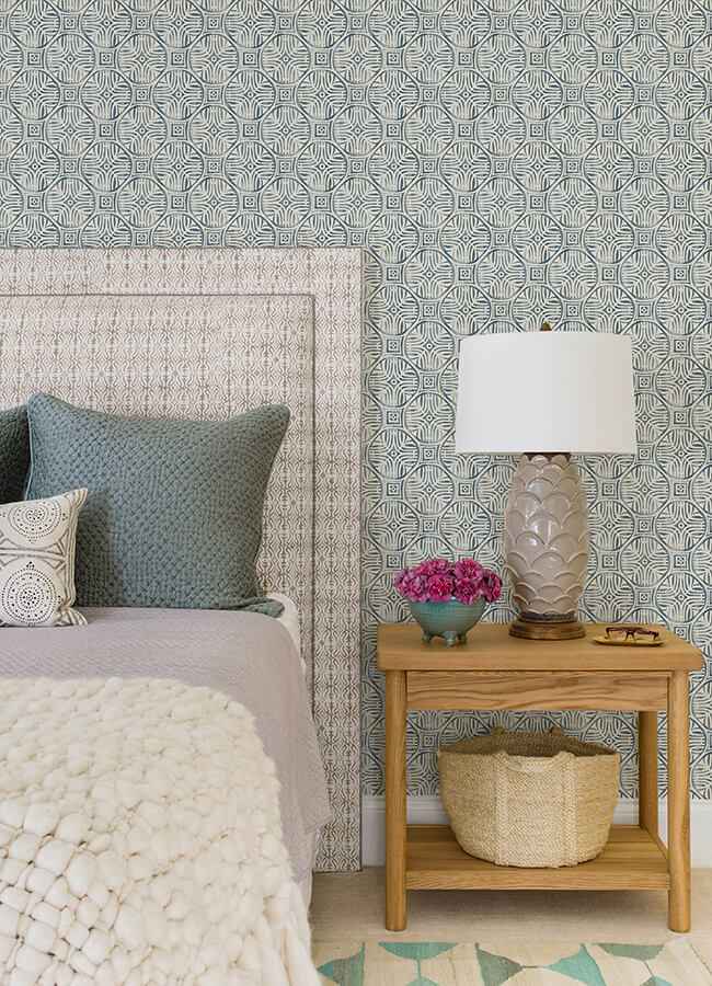 Sandee Navy Medallion Wallpaper - York Wallcoverings - 3125-72310 - York Wallcoverings Wallpaper