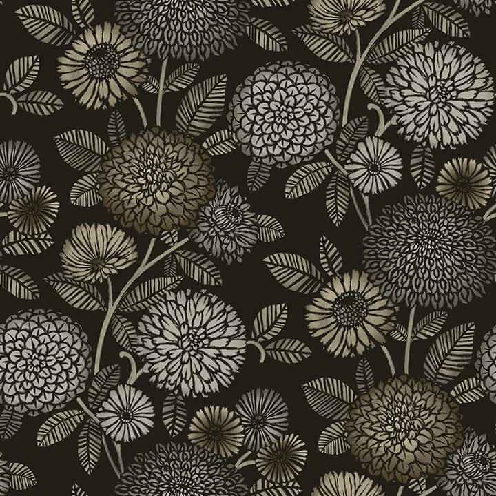 Zalipie Black Floral Trail Wallpaper - York Wallcoverings - 3125-72327 - York Wallcoverings Wallpaper