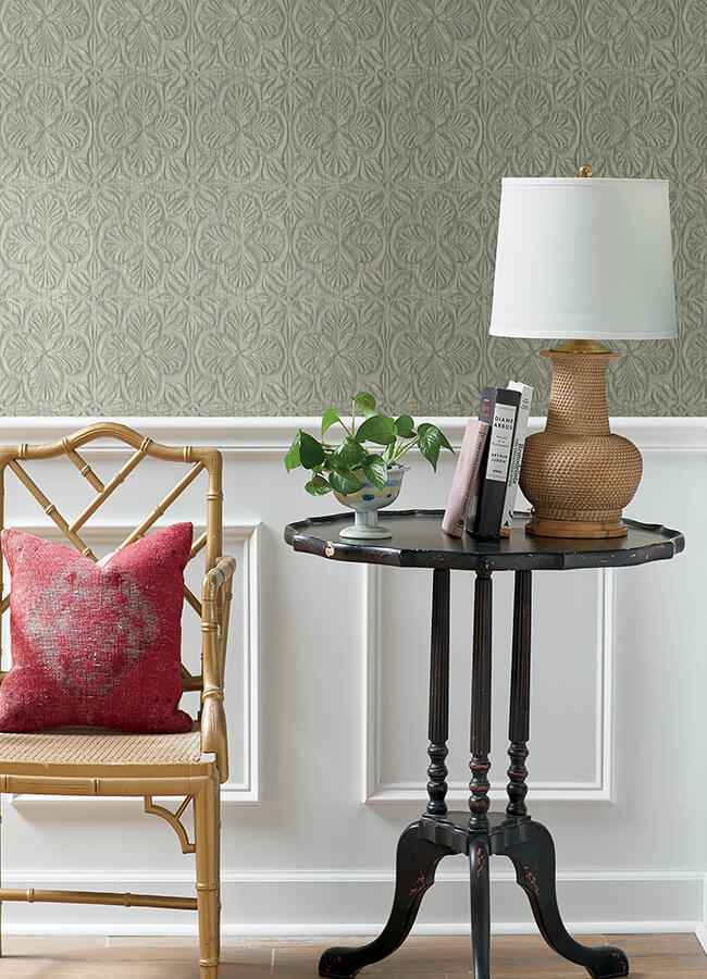 Karachi Light Blue Wooden Damask Wallpaper - York Wallcoverings - 3125-72332 - York Wallcoverings Wallpaper