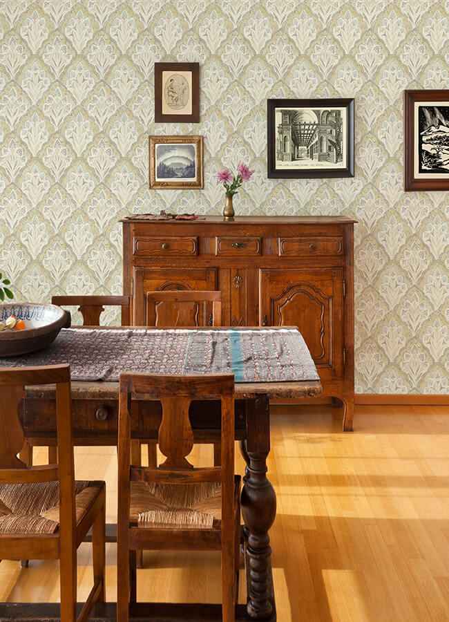 Mimir Mustard Quilted Damask Wallpaper - York Wallcoverings - 3125-72338 - York Wallcoverings Wallpaper