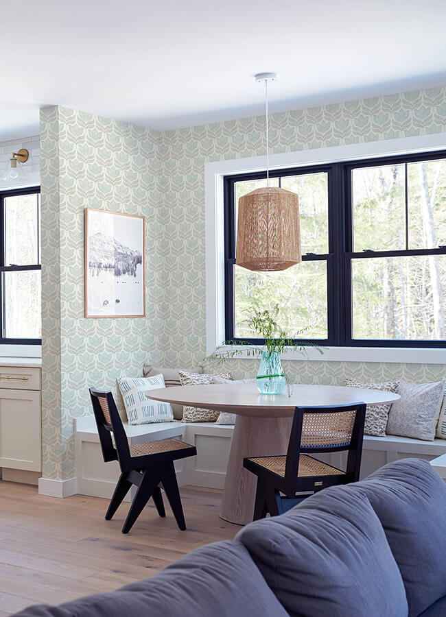Cathal Aqua Tulip Block Print Wallpaper - York Wallcoverings - 3125-72344 - York Wallcoverings Wallpaper