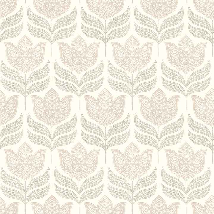 Cathal Blush Tulip Block Print Wallpaper - York Wallcoverings - 3125-72346 - York Wallcoverings Wallpaper