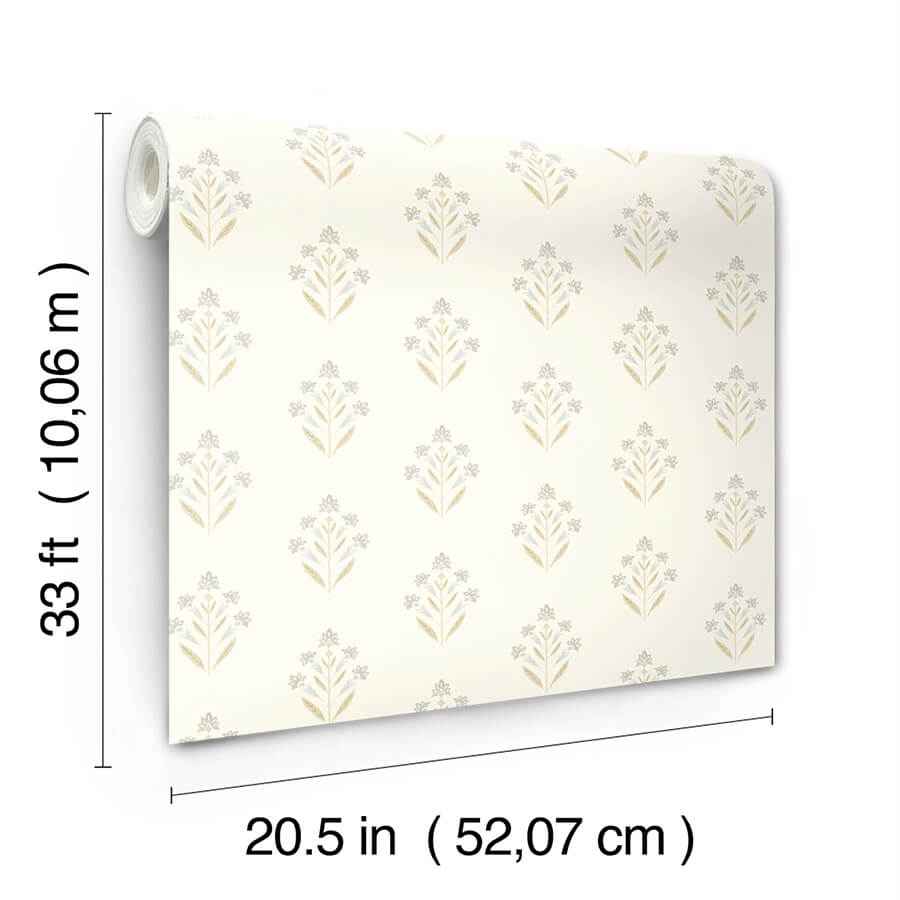 Kova Yellow Floral Crest Wallpaper - York Wallcoverings - 3125-72348 - York Wallcoverings Wallpaper