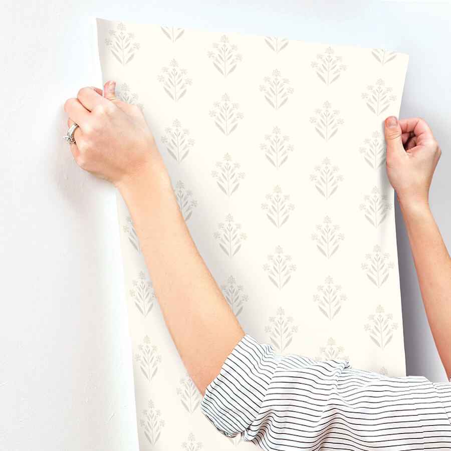 Kova Dove Floral Crest Wallpaper - York Wallcoverings - 3125-72349 - York Wallcoverings Wallpaper