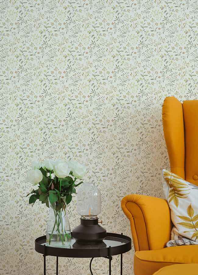 Tarragon Honey Dainty Meadow Wallpaper - York Wallcoverings - 3125-72354 - York Wallcoverings Wallpaper