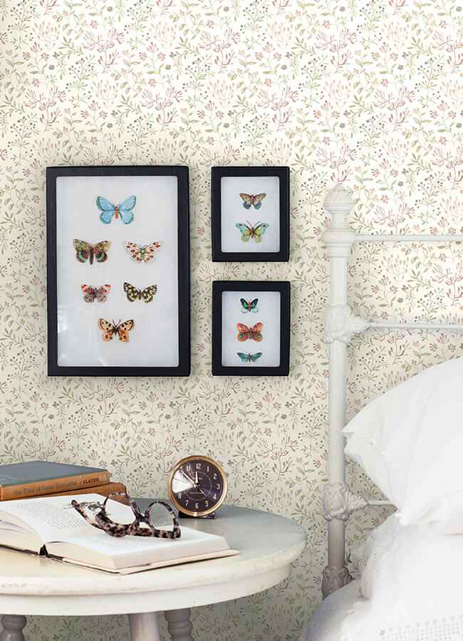Tarragon Blush Dainty Meadow Wallpaper - York Wallcoverings - 3125-72355 - York Wallcoverings Wallpaper